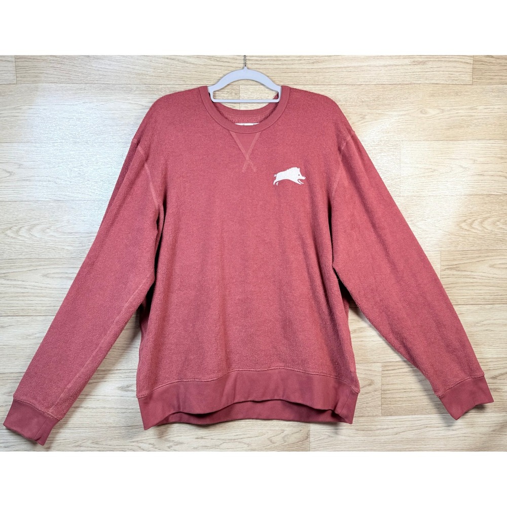 Outerknown Organic Terry Crewneck College Sweatshirt Arkansas Razorback